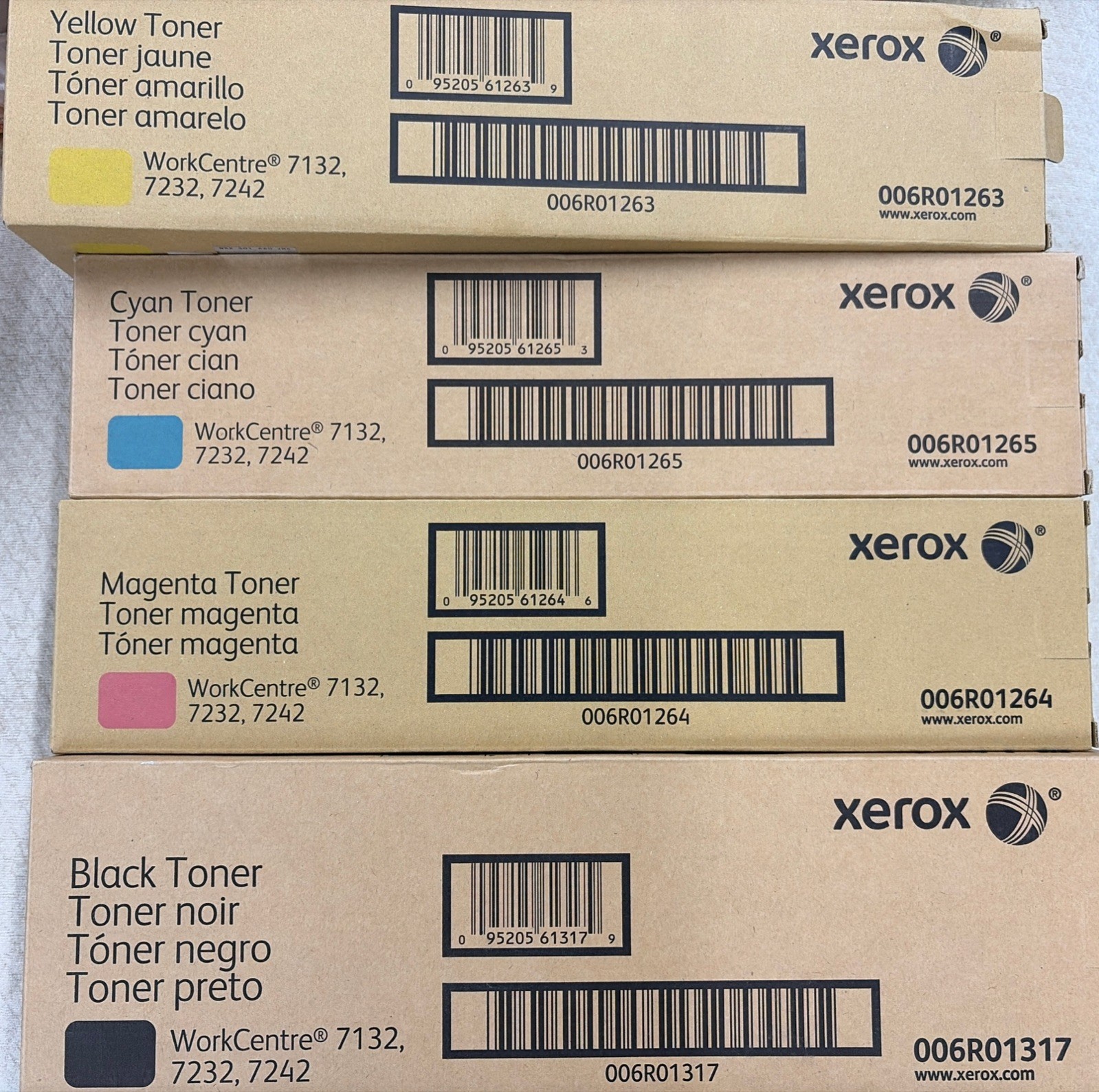 Xerox WorkCentre 7132 7232 7242 4 Toner 006R01317 006R01264 006R01265 006R01263