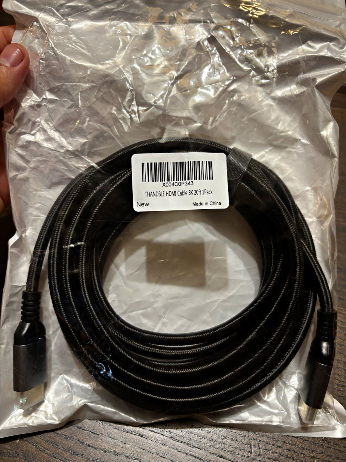 THANDBLE 8K Braided HDMI Cable 20 ft Black HDMI Standard Male to Male