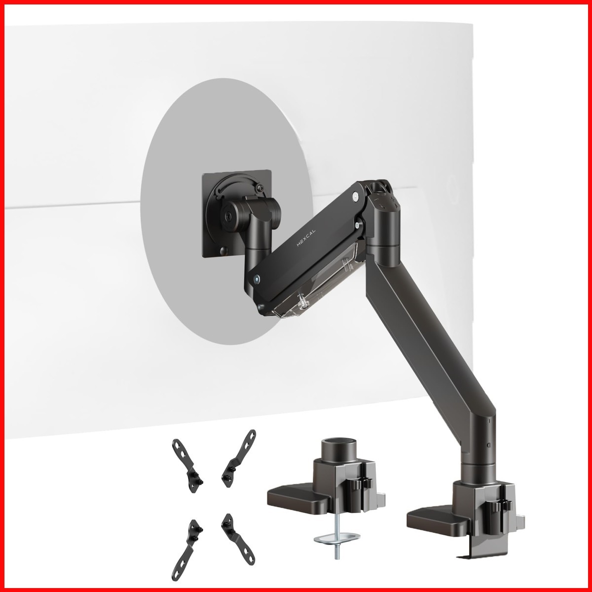 Hexcal Monitor Arm for 57" Ultrawide, 59.4 lbs, Full Motion, VESA, C-Clamp