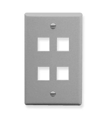 ICC ICC-IC107F04GY FACEPLATE- FLAT- 1-GANG- 4-PORT- GRAY