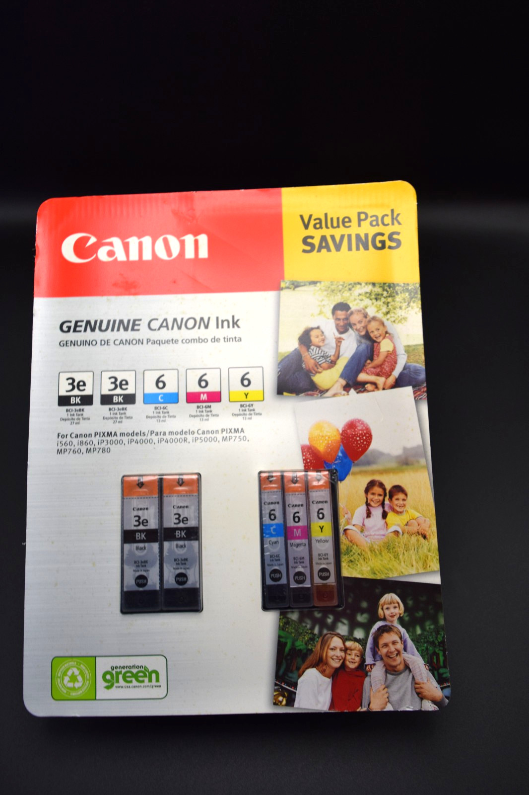 Genuine Canon Pixma BCI-3e Black & BCI-6C CM 6Y Ink Tanks Value Pack NEW
