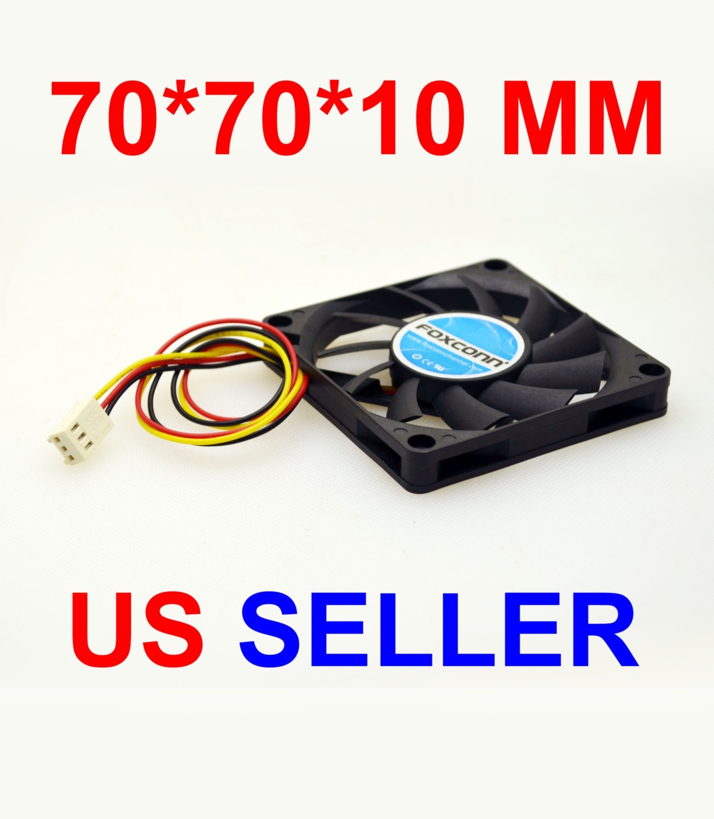 12V Foxconn 70x70x10MM Low Profile 3-Pin Computer Cooling Fan (RPM Sensor)