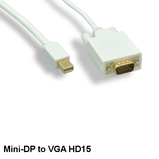 15ft Mini DisplayPort 1.2 to VGA Cable Gold-Plated TV Monitor Projector Male