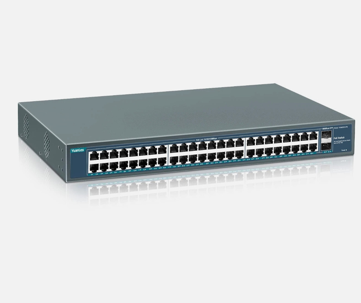 YuanLey 48 Port Gigabit PoE Switch Unmanaged with 2 1000Mbps SFP Uplink, 50 P...