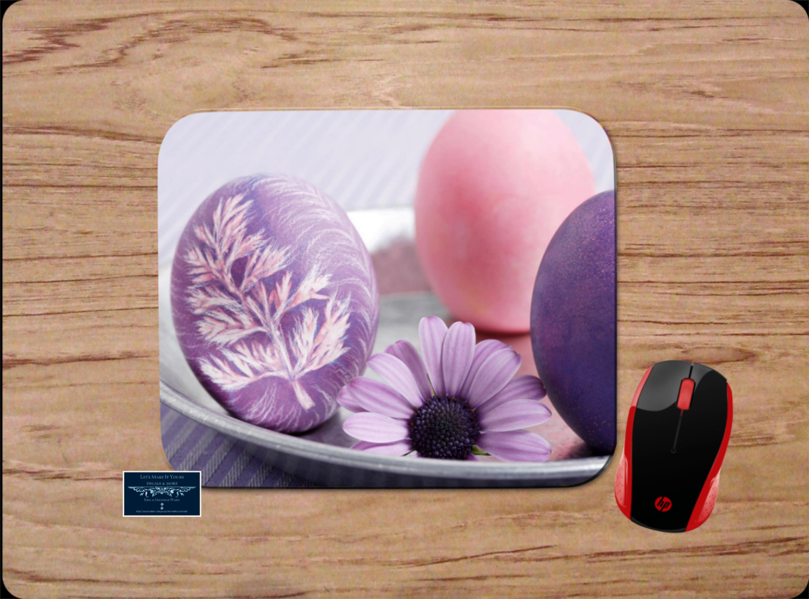PINK & PURPLE SPRING EASTER EGGS FEATHER PC MOUSE PAD DESK MAT HOME SCHOOL WORK