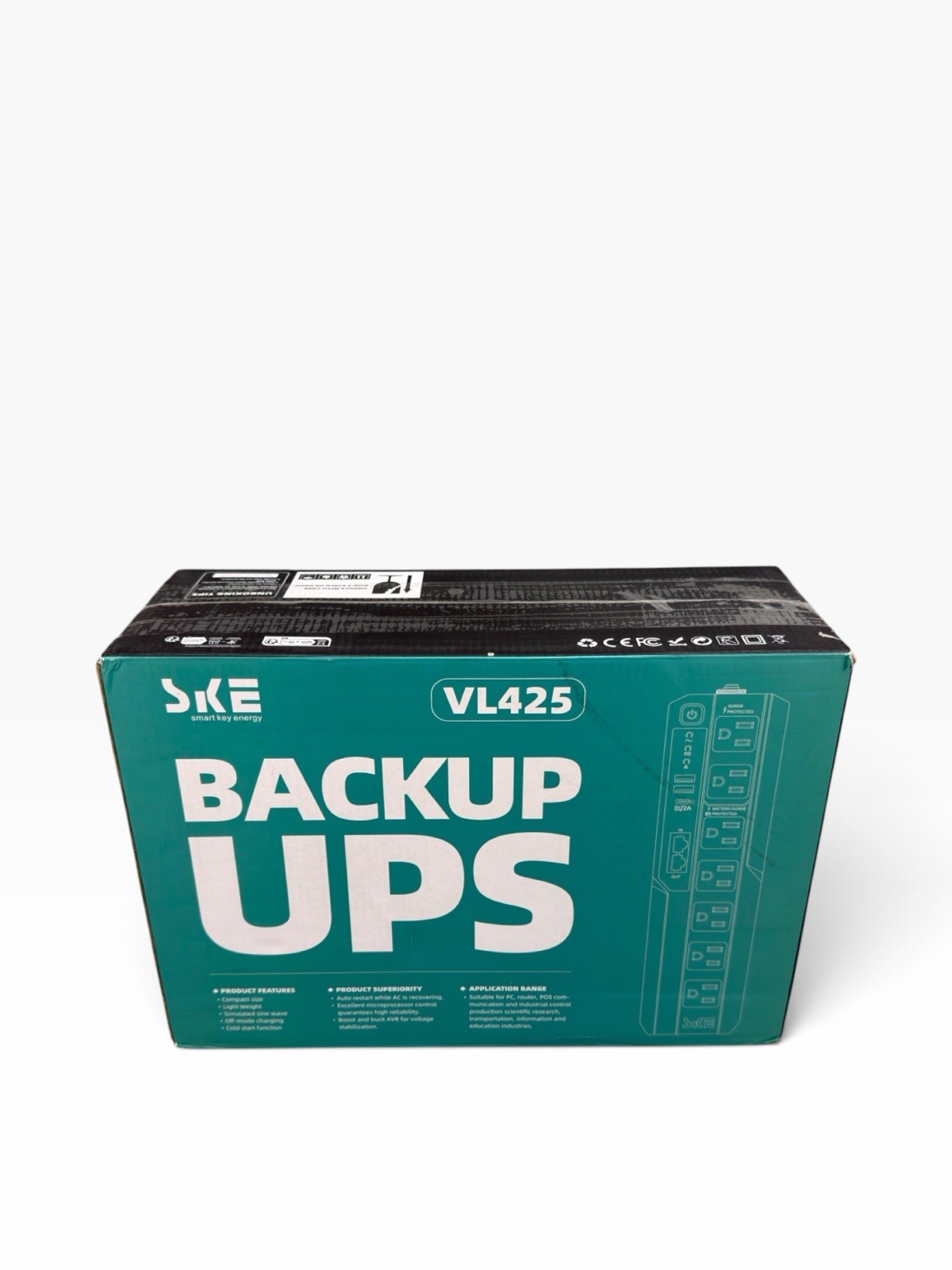 SKE Compact Size 425VA/240W UPS Battery Backup & Surge Protector for Computer