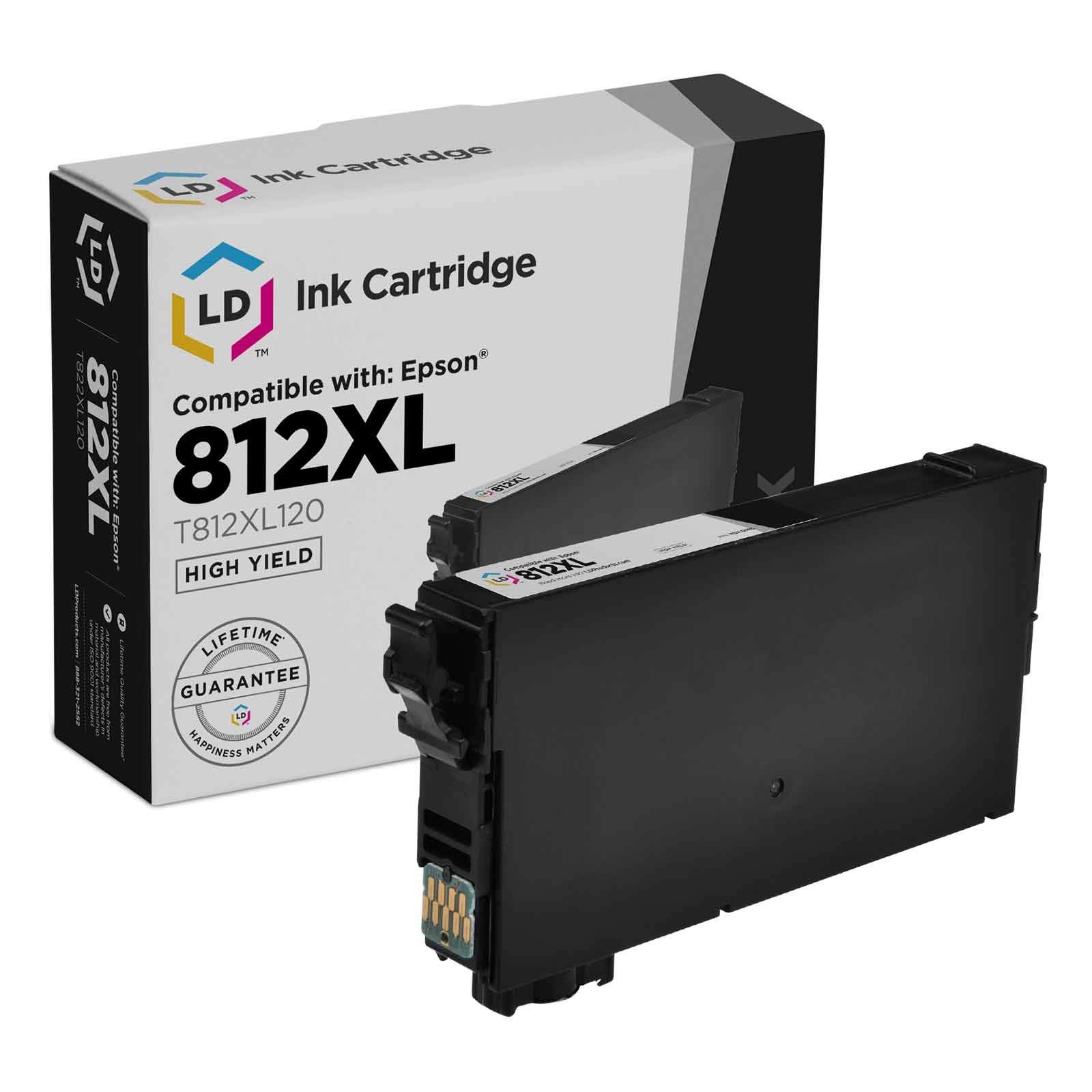 LD Ink Cartridge Replacement for Epson 812XL T812XL T812XL120 High Yield- Black