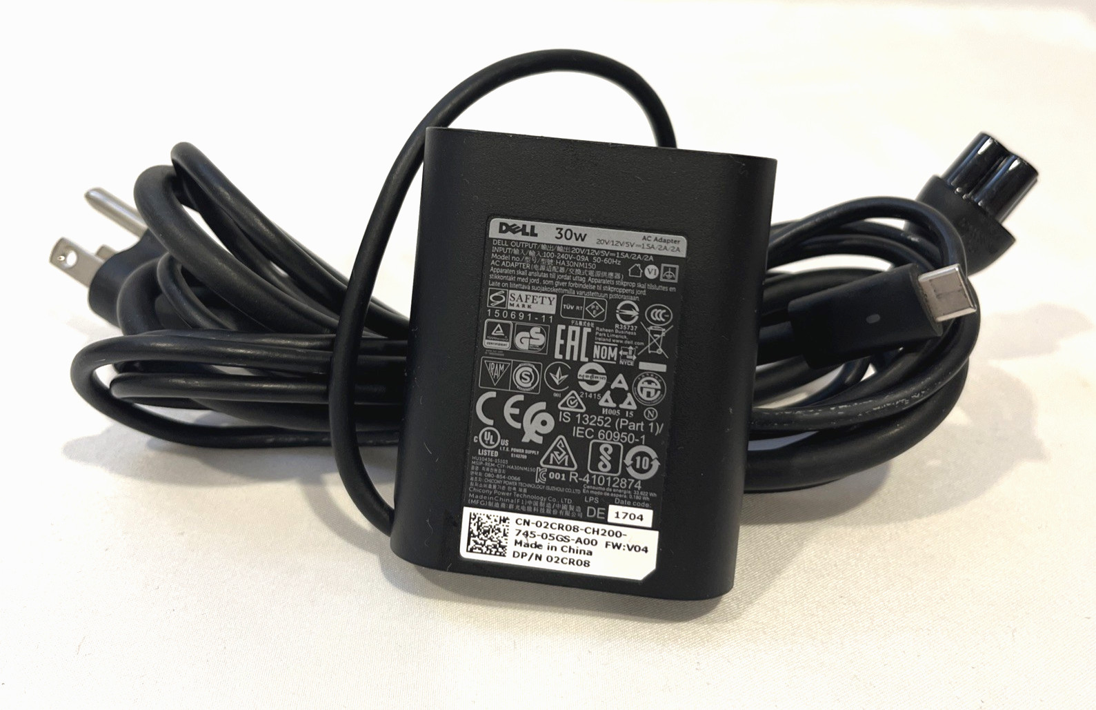DELL HA30NM150 ORIGINAL AC ADAPTER 30W USB-C POWER SUPPLY CHARGER FOR LAPTOP
