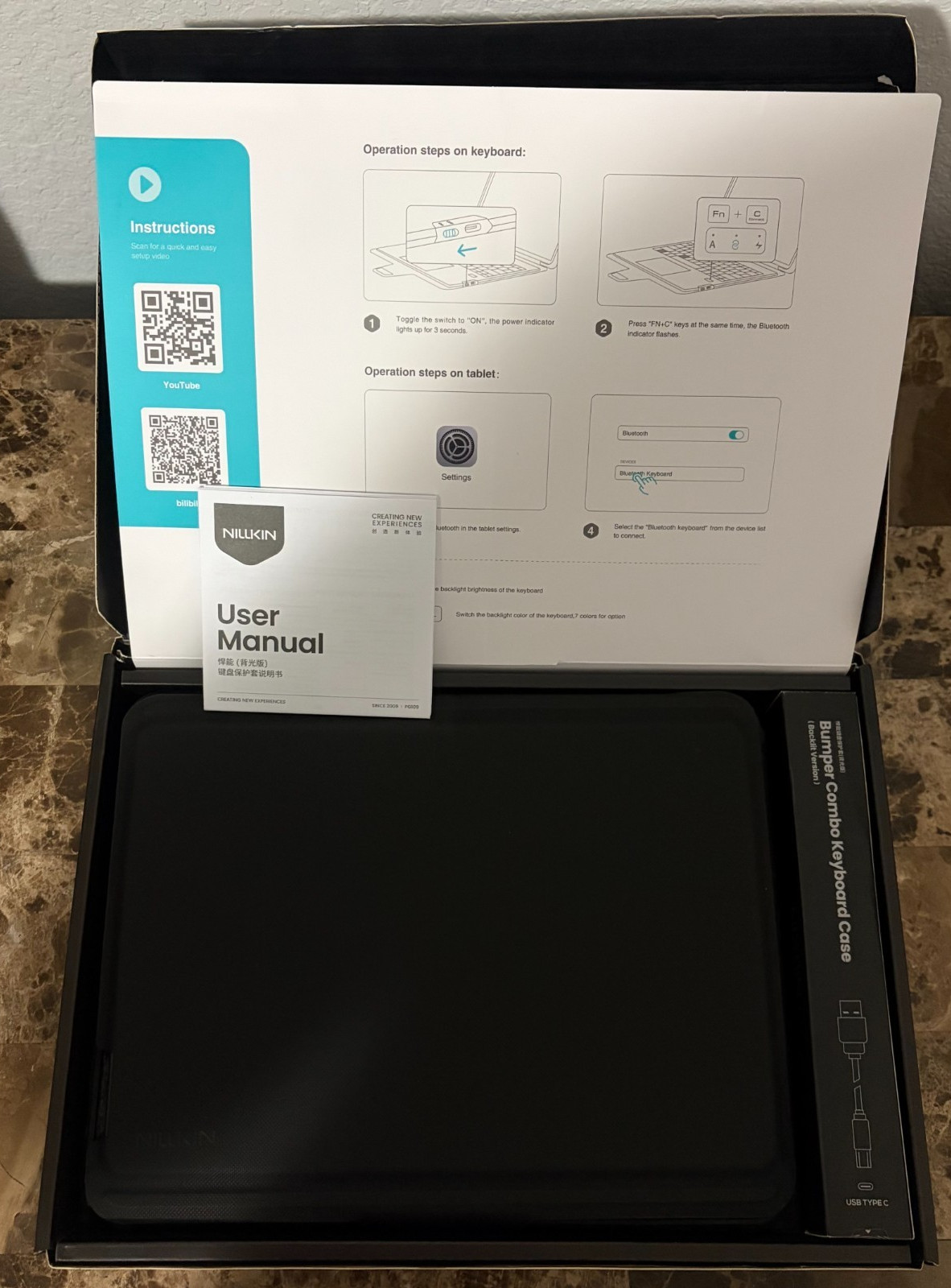 NILLKIN Bumper Combo Backlit Keyboard Case iPad Air 11/10.9 Pro 11 Black