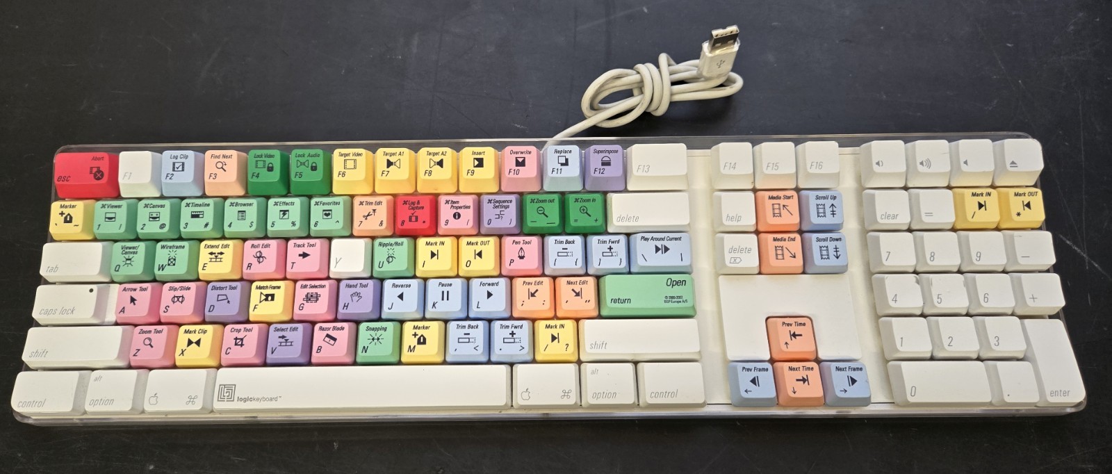 Apple A1048 Digidesign USB wired Avid Logic keyboard Final Cut Pro colored keys