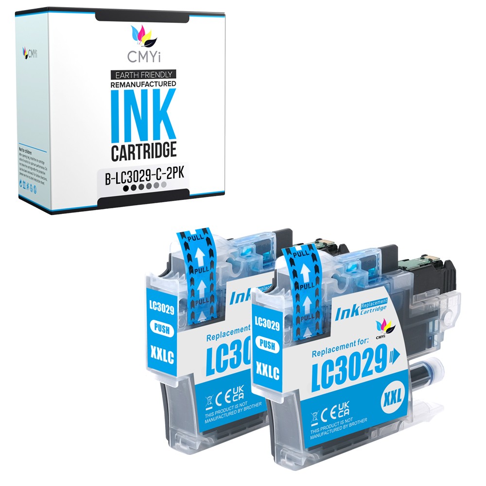 2-Pack Compatible CMYi LC3029C Ink Cartridges fits Brother MFC-J5830DW J6535DW