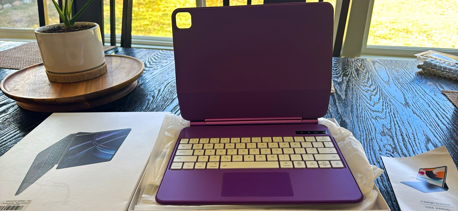 Purple Magic Keyboard Folio Case for Apple iPad Pro 12.9" Rigid Stand