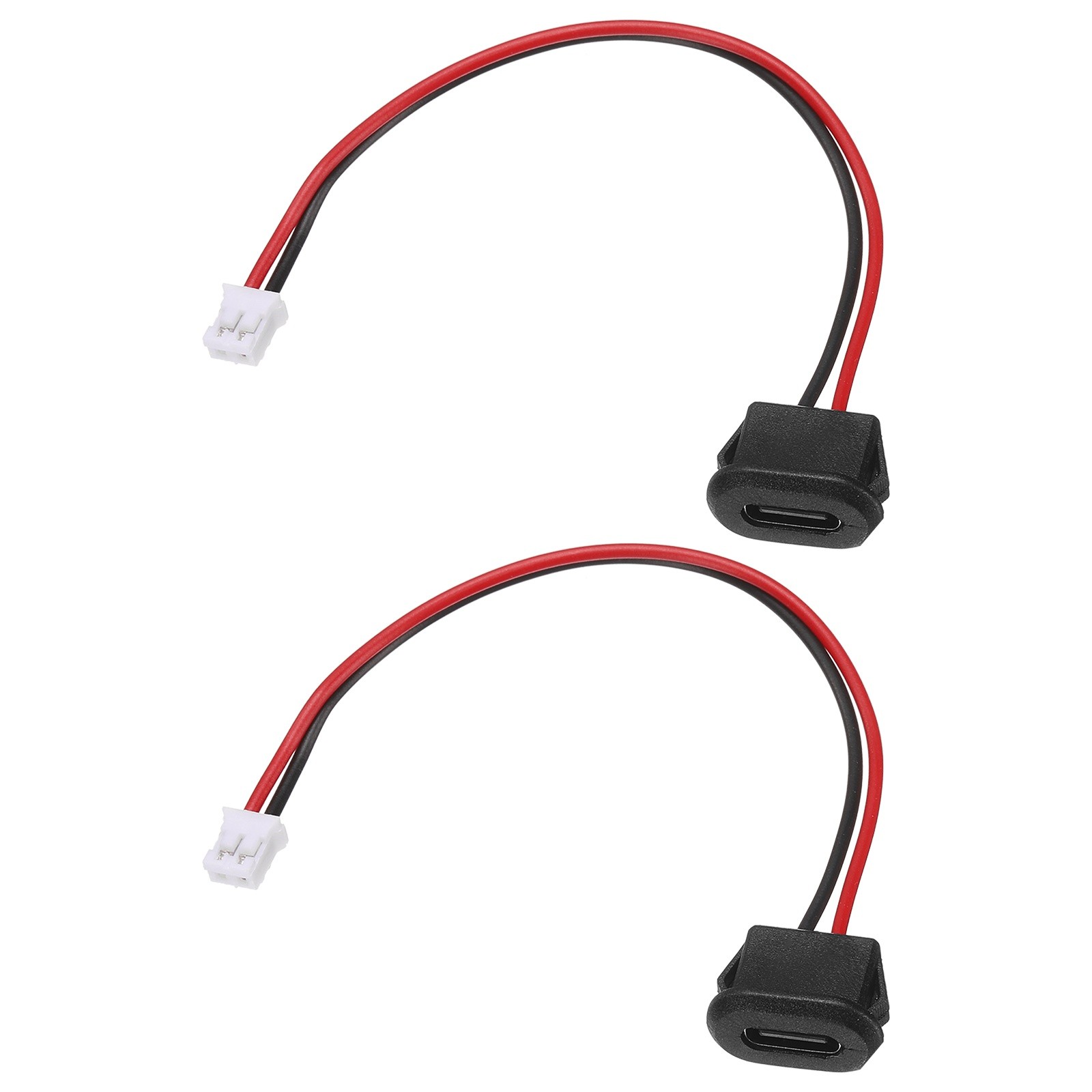 2pcs Type-C 2Pin Wire Black Square  USB-C Female Socket to PH2.0
