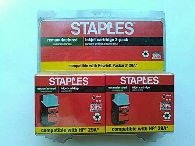 Staples 2-Pack Inkjet Ink Cartridge Compatible with HP 29A, Black