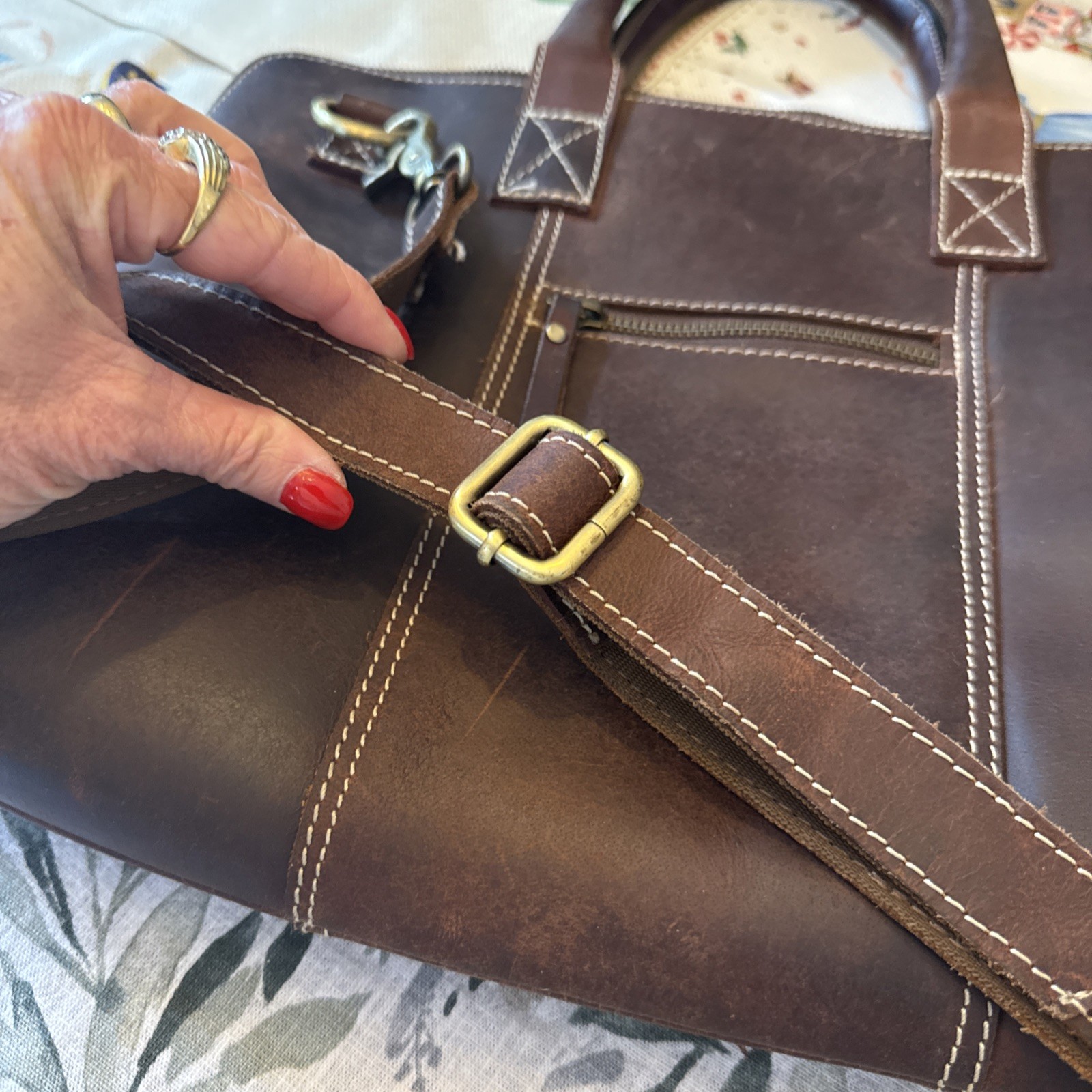 Rustic Town Brown Full Grain Leather Laptop Tablet Bag Cross Body Men Women