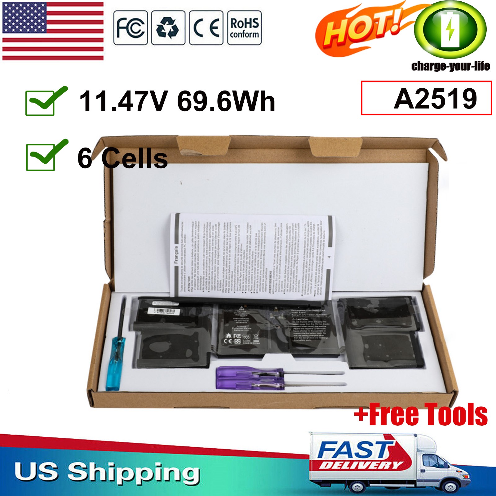 ✅A2519 Laptop Battery for Apple MacBook Pro 14 inch M1 Late 2021 A2442 EMC 3650