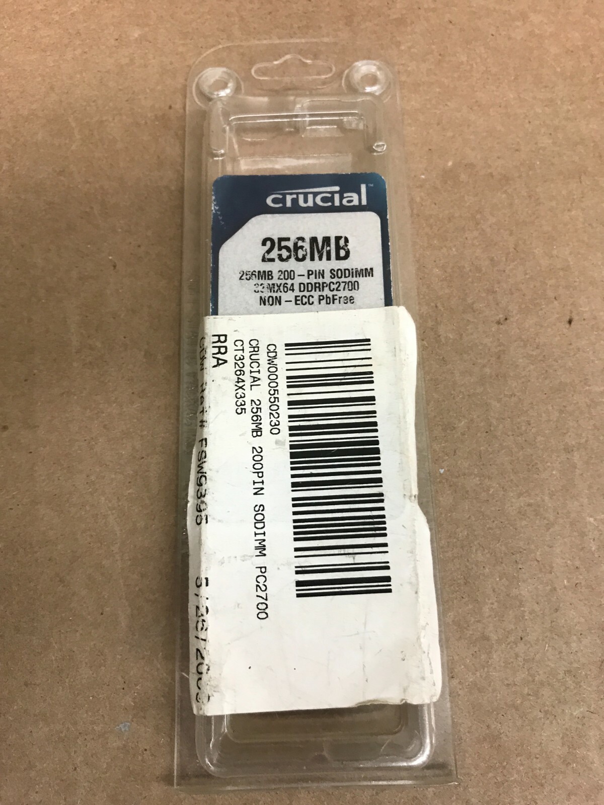 Crucial/MicroN  256mb PC2700 200 pinDDR-333Mhz  32mx64 Non-ECC Memory