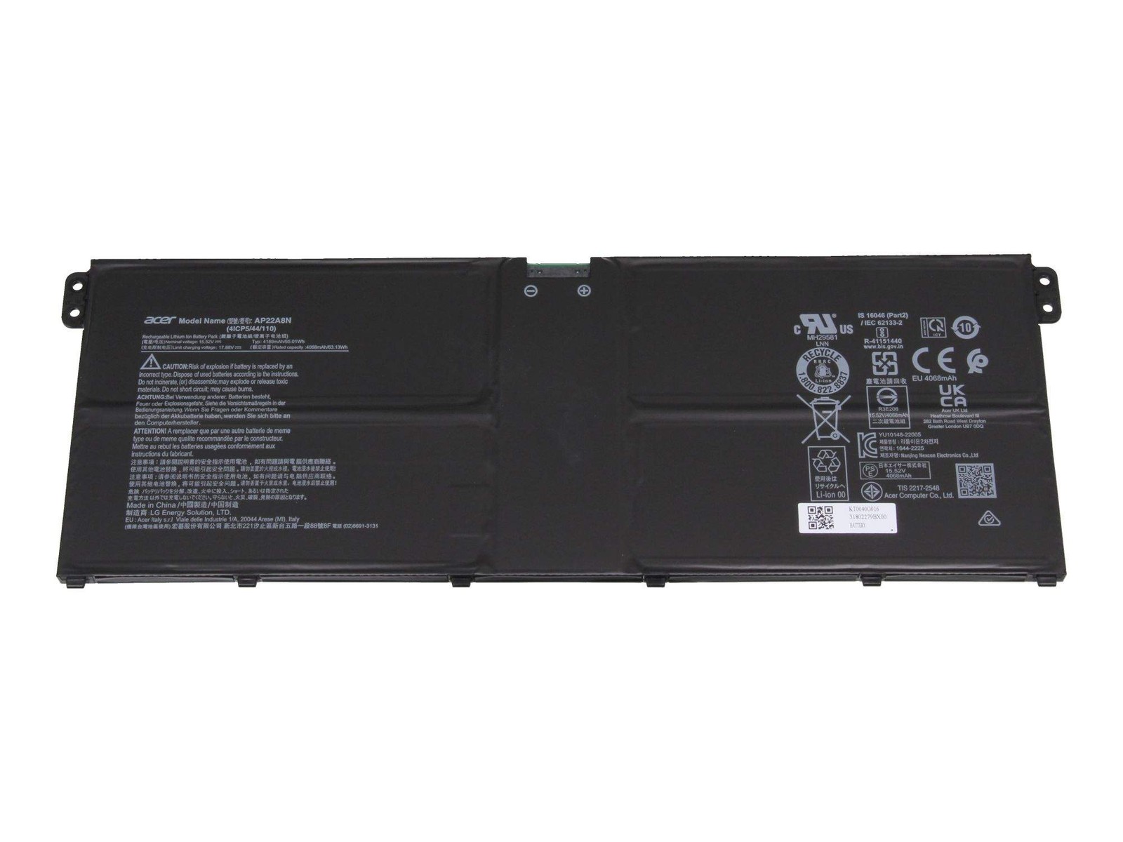 KT.0040G.016 Acer Battery.4180Mah.65Wh.4S1P.Ap22 A8N ~D~