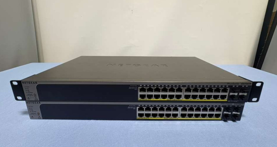 QTY 2 NETGEAR ProSafe GS728TP 24-Port Gigabit Smart Switch w/ PoE & 4 SFP Ports