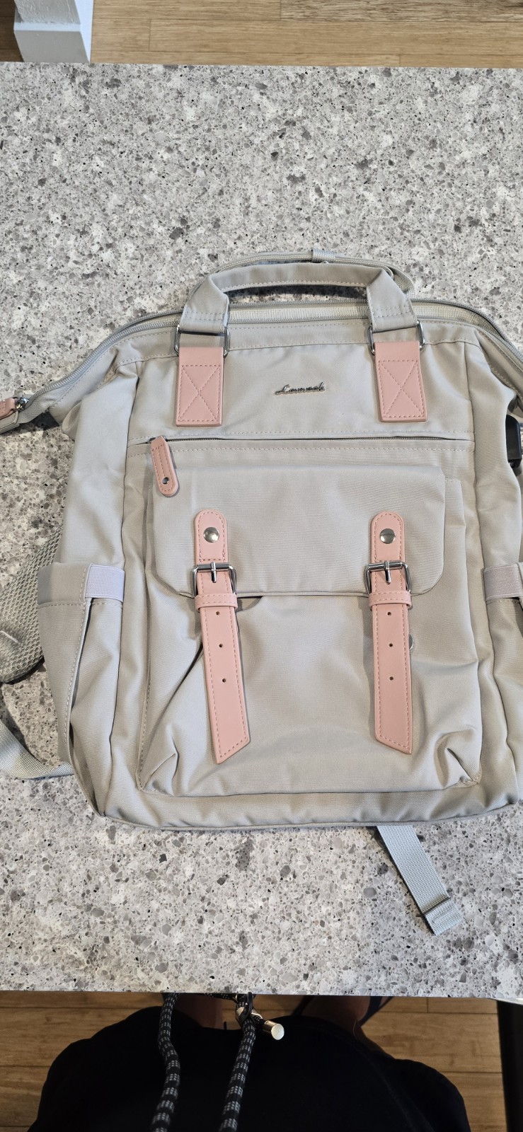 Lovevook Laptop Backpack for Women 15.6", Work Travel Commuter . Grey and Pink