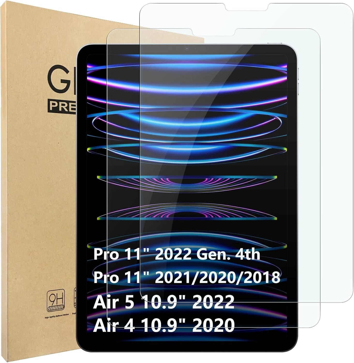 2PCS Glass Screen Protector for iPad Pro 11 inch 2022/2021/2020 4th/3rd/2nd Gen