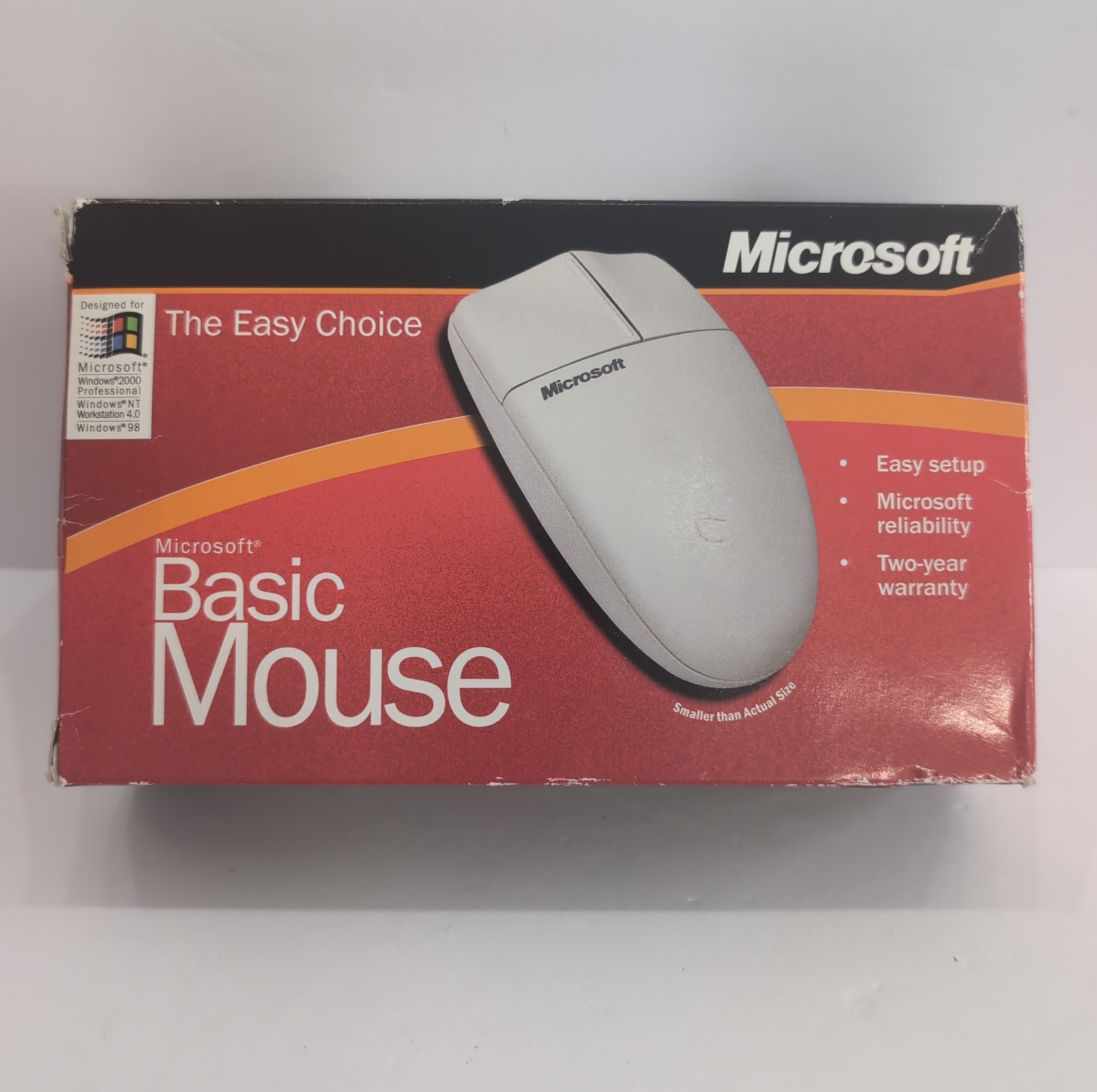 Vintage Microsoft Basic Mouse PS/2 Compatible Windows 98 2000 White Excellent