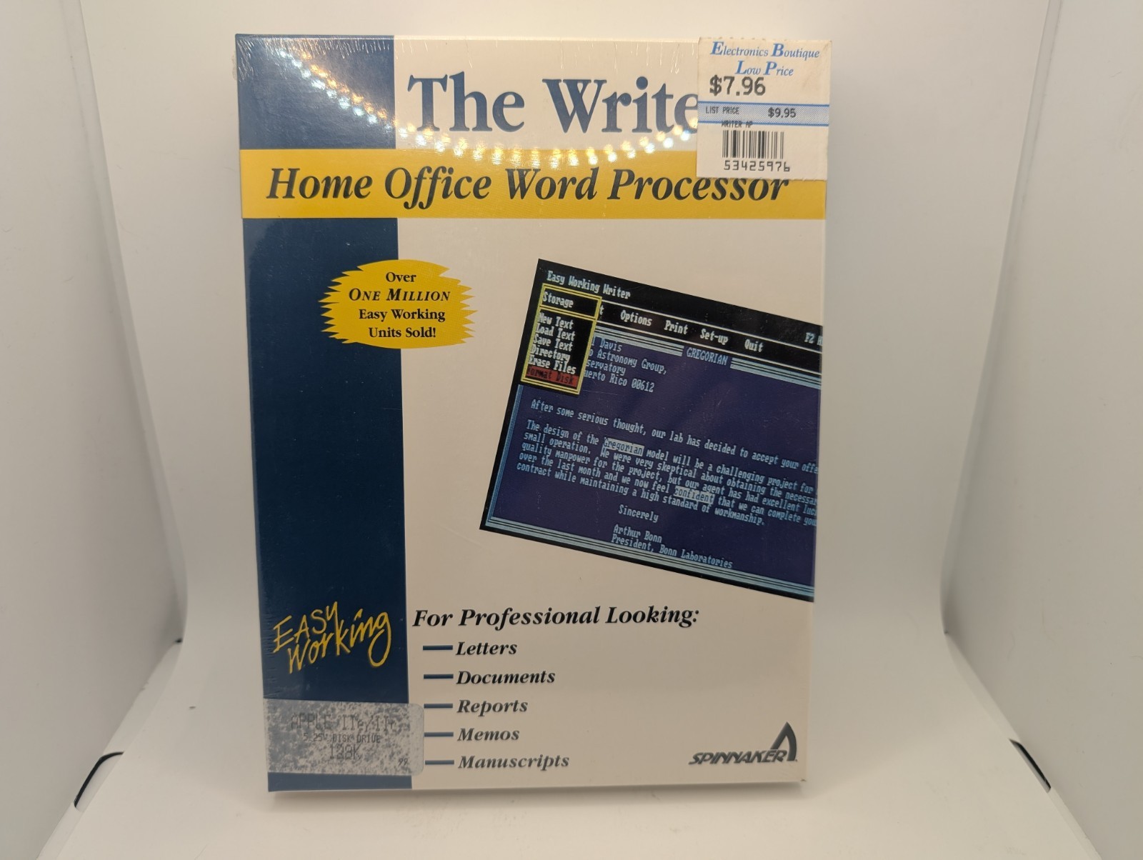 The Writer by Spinnaker for Apple II (2) Family NEW SEALED