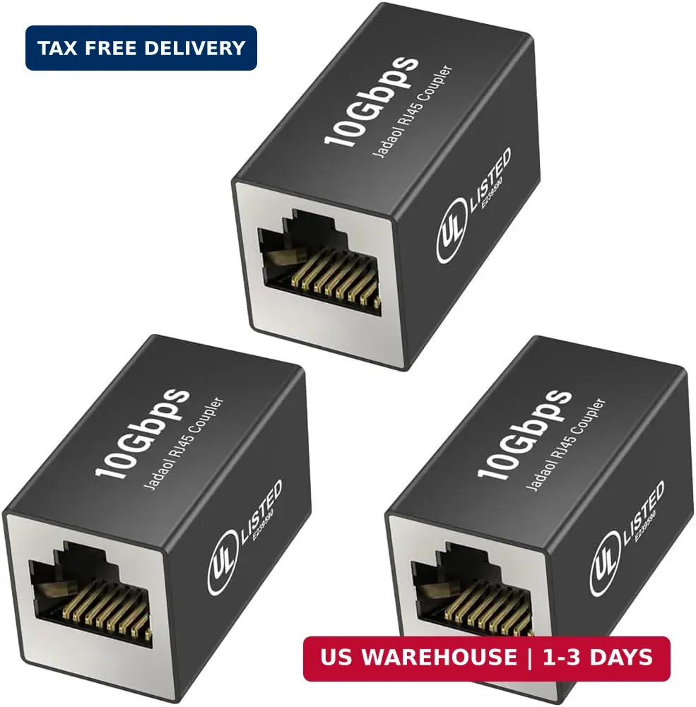 UL Listed RJ45 Coupler Shielded 10Gbps Cat8 Cat7 Cat6A Ethernet Adapter 3Pk