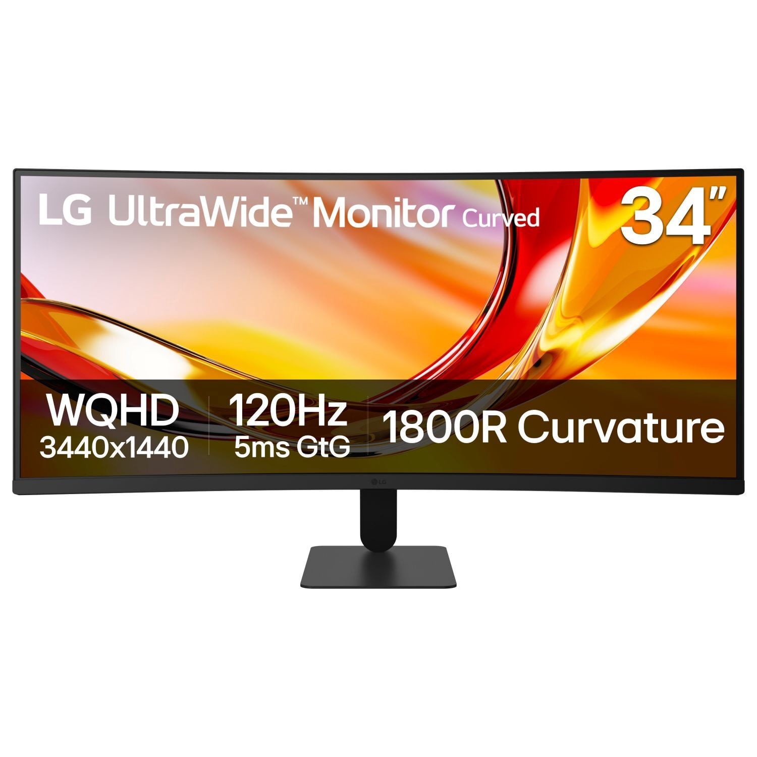 LG 34 UltraWide Curved Office Monitor, WQHD 3440x1440, 1800R, 120Hz Refresh
