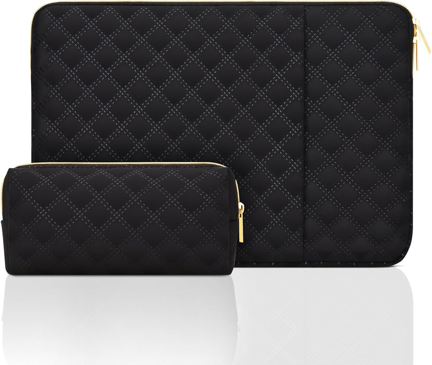 15.6 Inch Laptop Sleeve Case with Pocket for 15-16 inch MacBook, Waterproof Blac