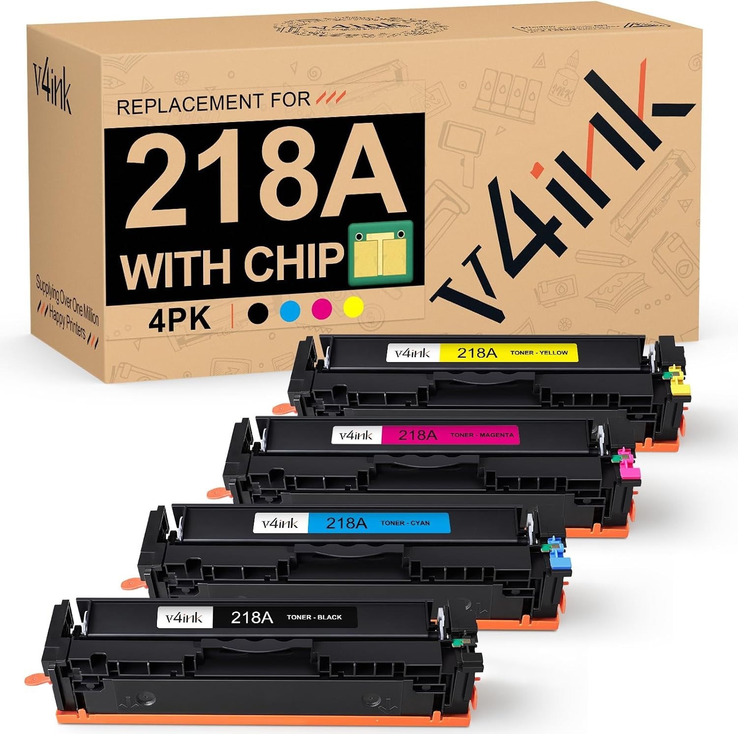 v4ink 218A Toner Cartridge 4-Pack Replacement for HP 218A 218X MSRP 100$
