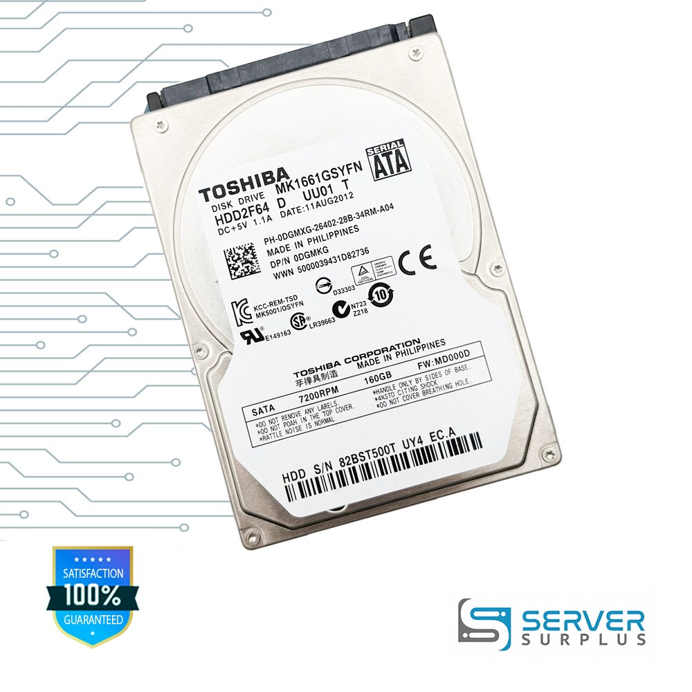 Dell 160GB SATA 7.2K 2.5 in Enterprise HDD | 0DGMXG | MK1661GSYFN | DGMXG