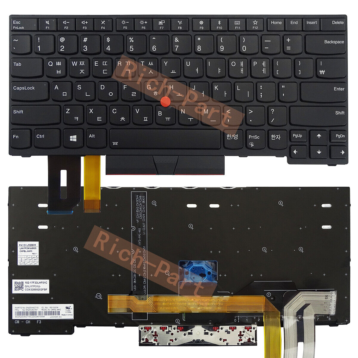 Korean Backlit W/Trackpoint Keyboard for Lenovo Thinkpad E480/E490/L380/E485
