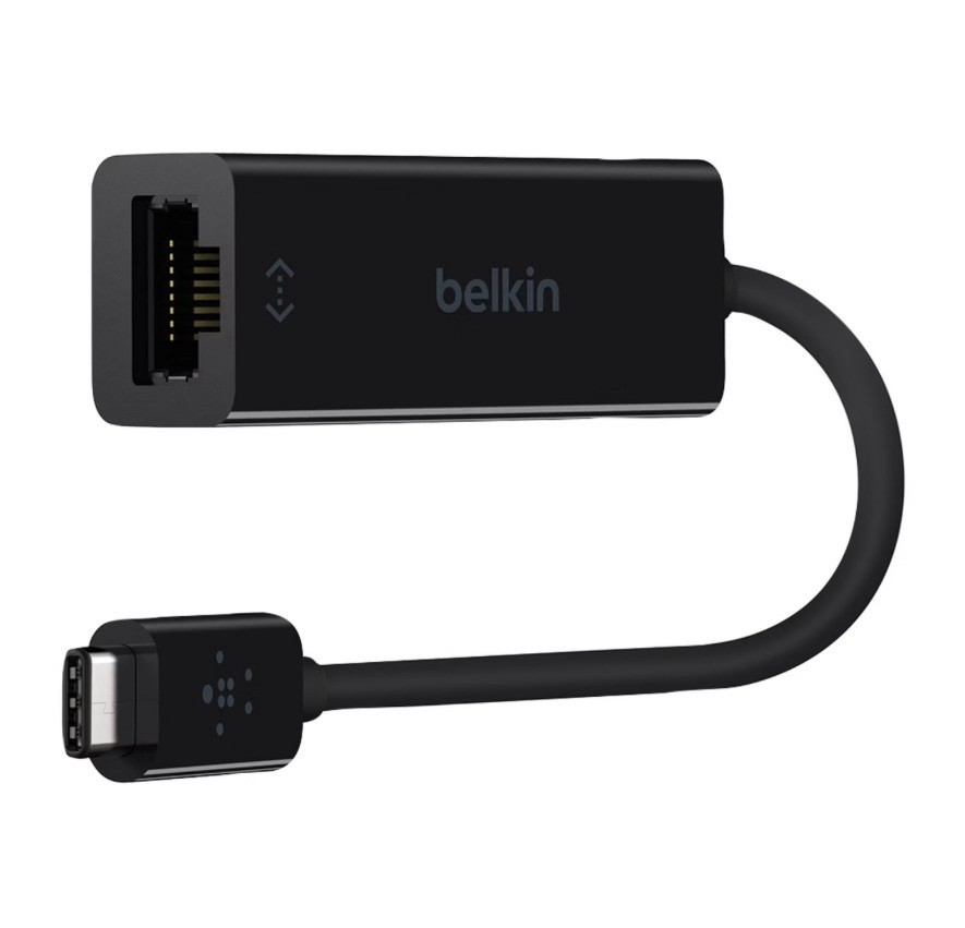 Belkin F2CU040 BLK USB-C to Gigabit Ethernet Adapter RJ-45 1000 Mbps New