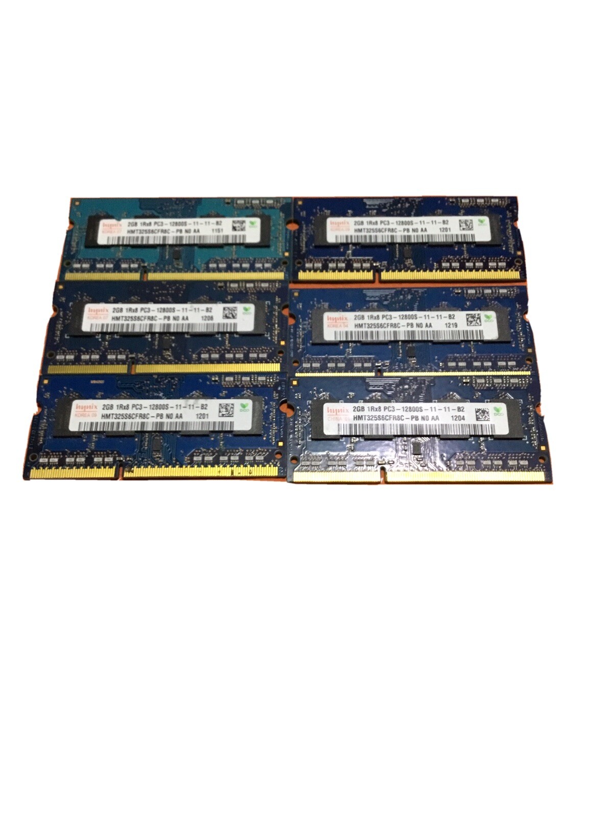 12GB(6x2GB) PC3-12800s DDR3-1600MHz 1Rx8 Non-ECC Hynix HMT325S6CFR8C-PB