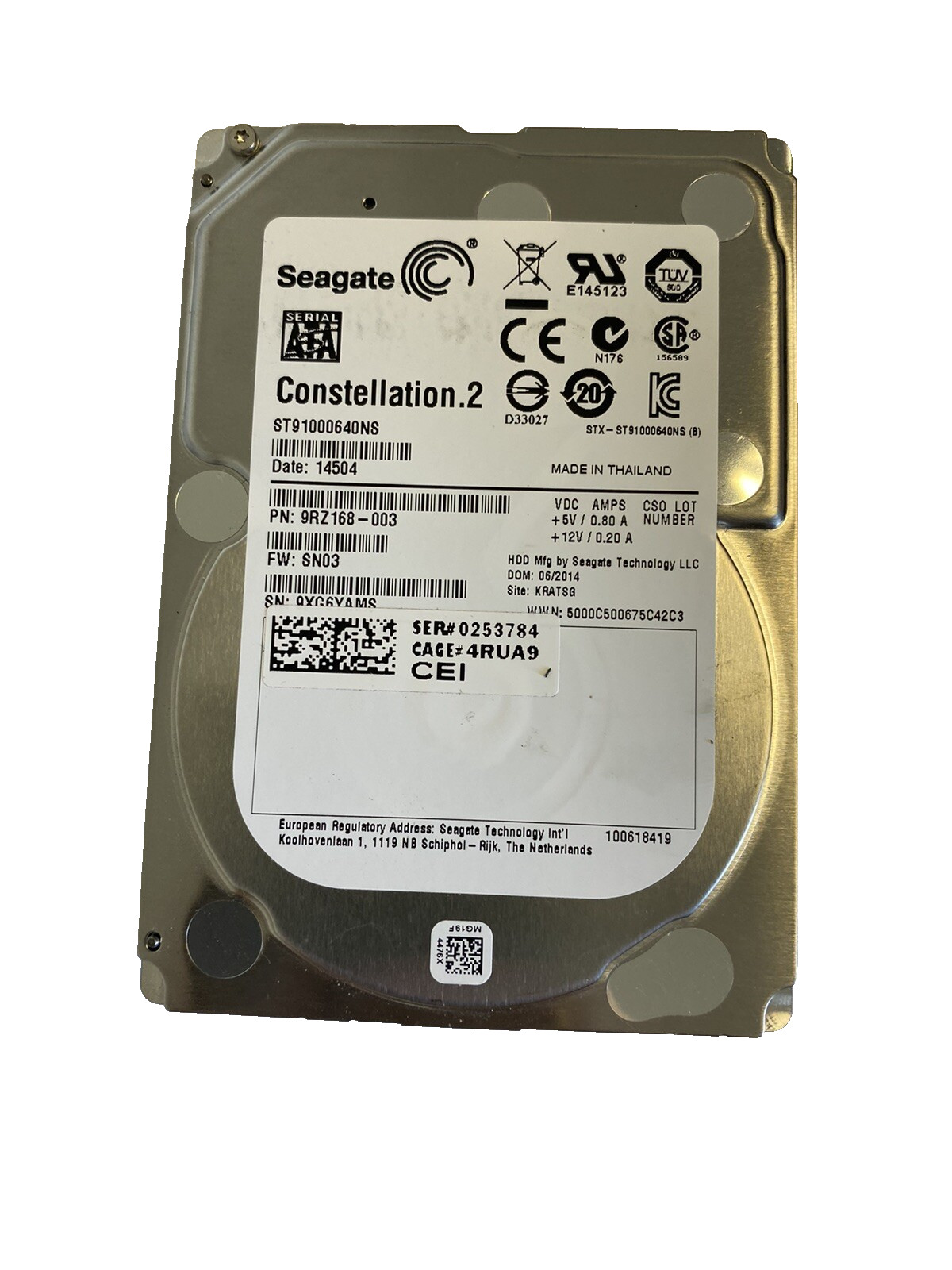 SEAGATE ST91000640NS Constellation.2 1TB 7.2K 2.5" SATAIII 6Gbps HDD 9RZ168-003
