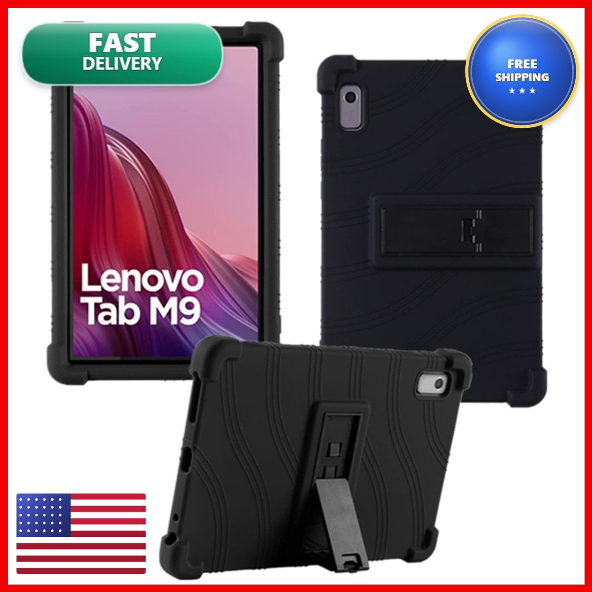 HminSen Case for Lenovo Tab M9 9.0 inch TB-310FU - Black Stand Cover