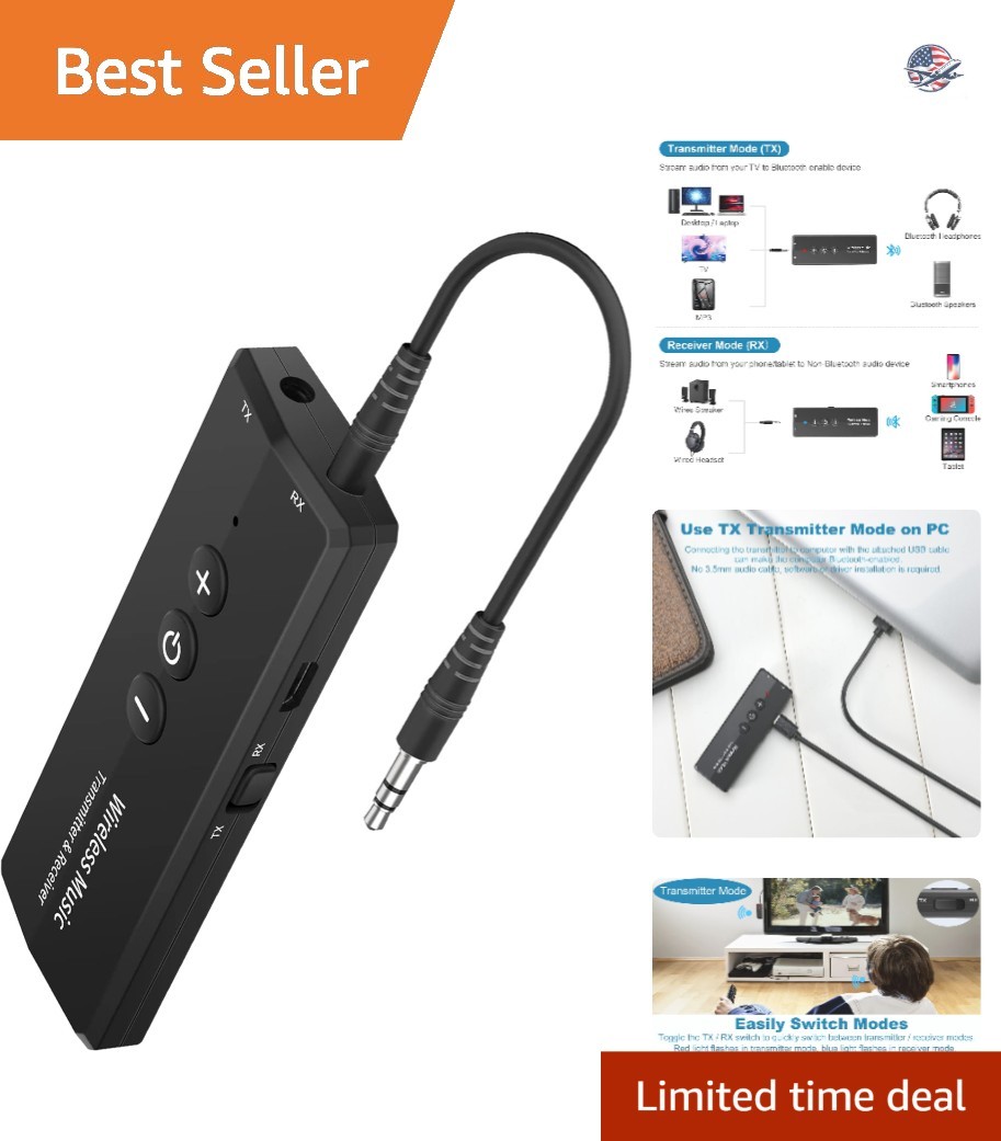 Wireless Bluetooth 5.3 Transmitter/Receiver 3-in-1 for Steady Audio Enjoyment