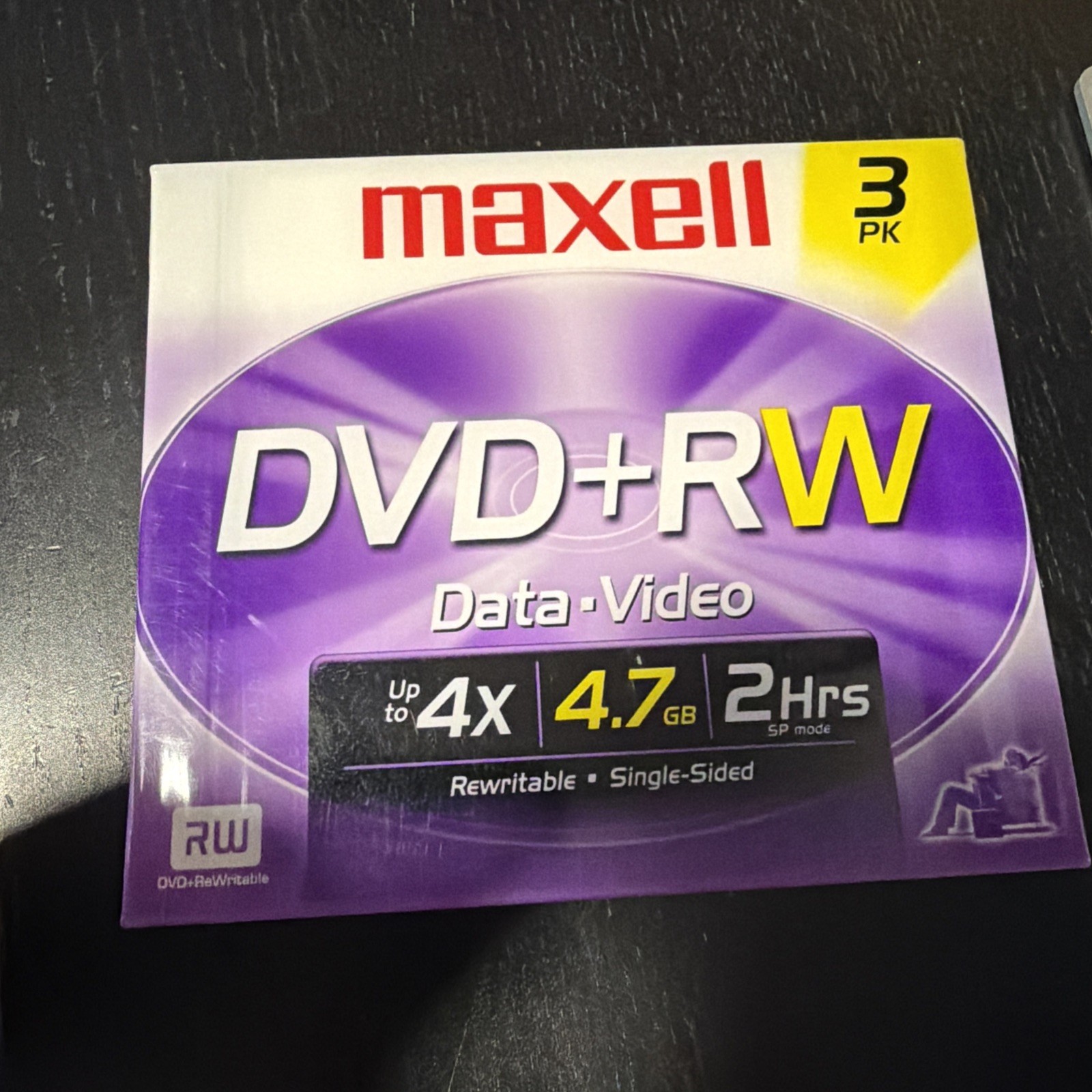 Maxell DVD-RW 4.7GB 4X 2 HRS ReWritable Data Video Blank Discs 3 Pack Sealed