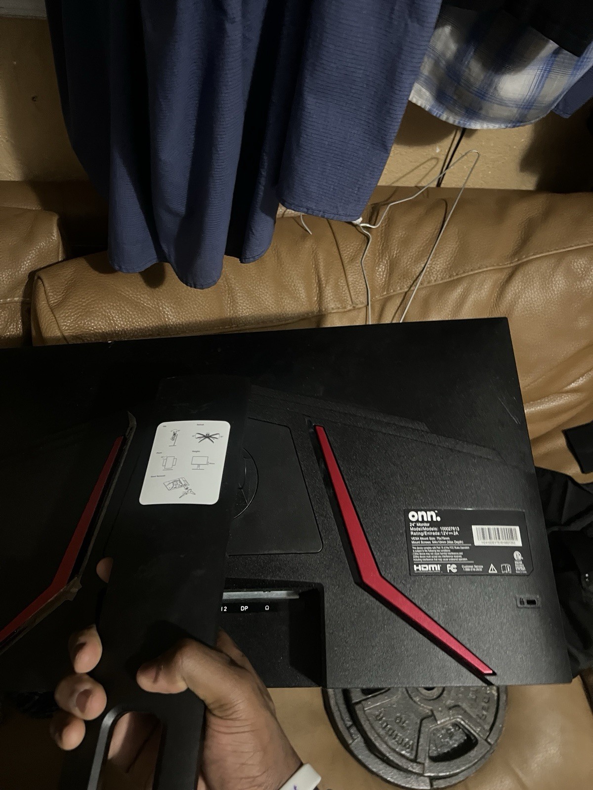 ONN 27" Monitor 100027813 Black Red HDMI DP 16:9 Gaming Display
