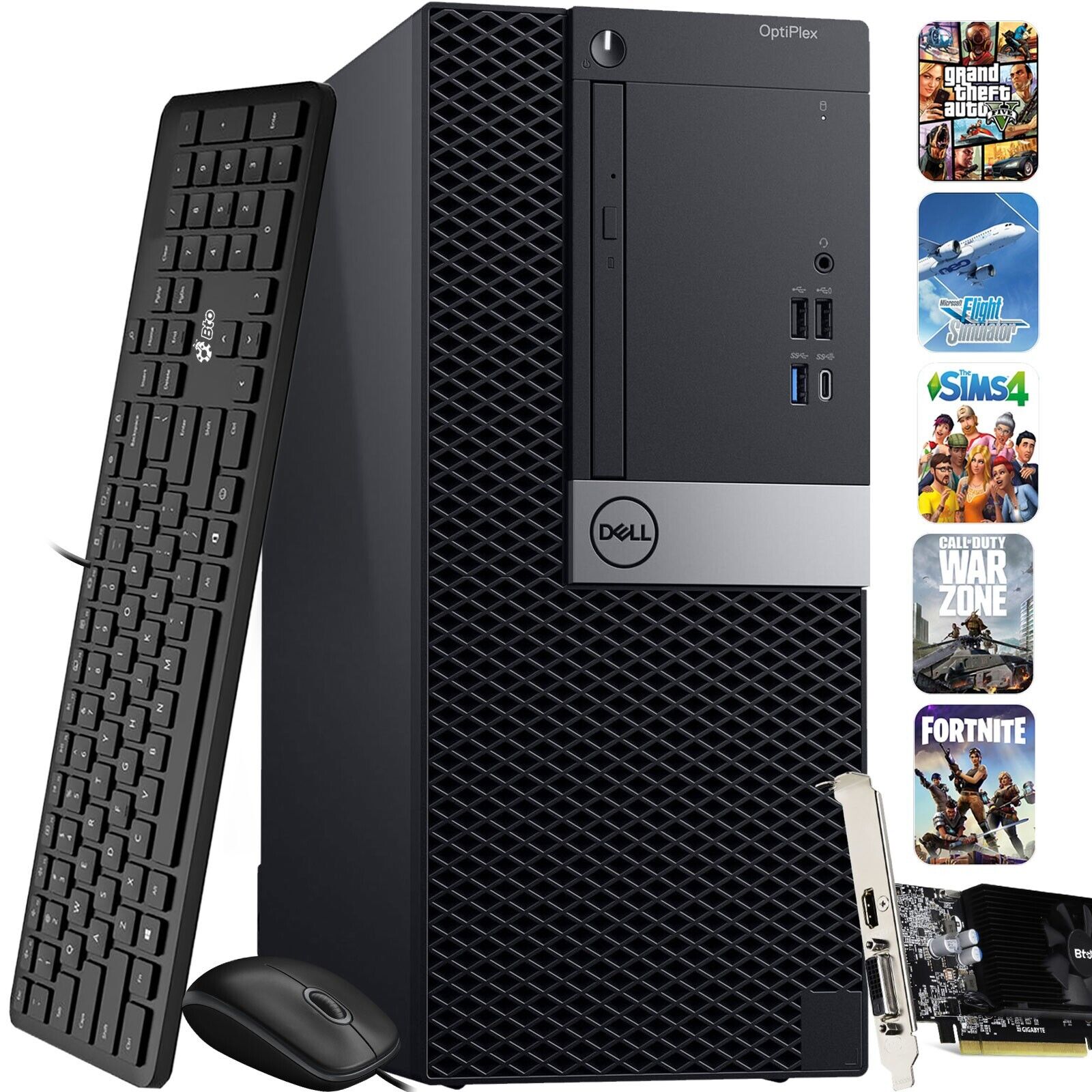 Dell Gaming PC Desktop Tower Core i5-8500 16GB RAM, 1TB SSD, GT 1030 Win 10 Pro
