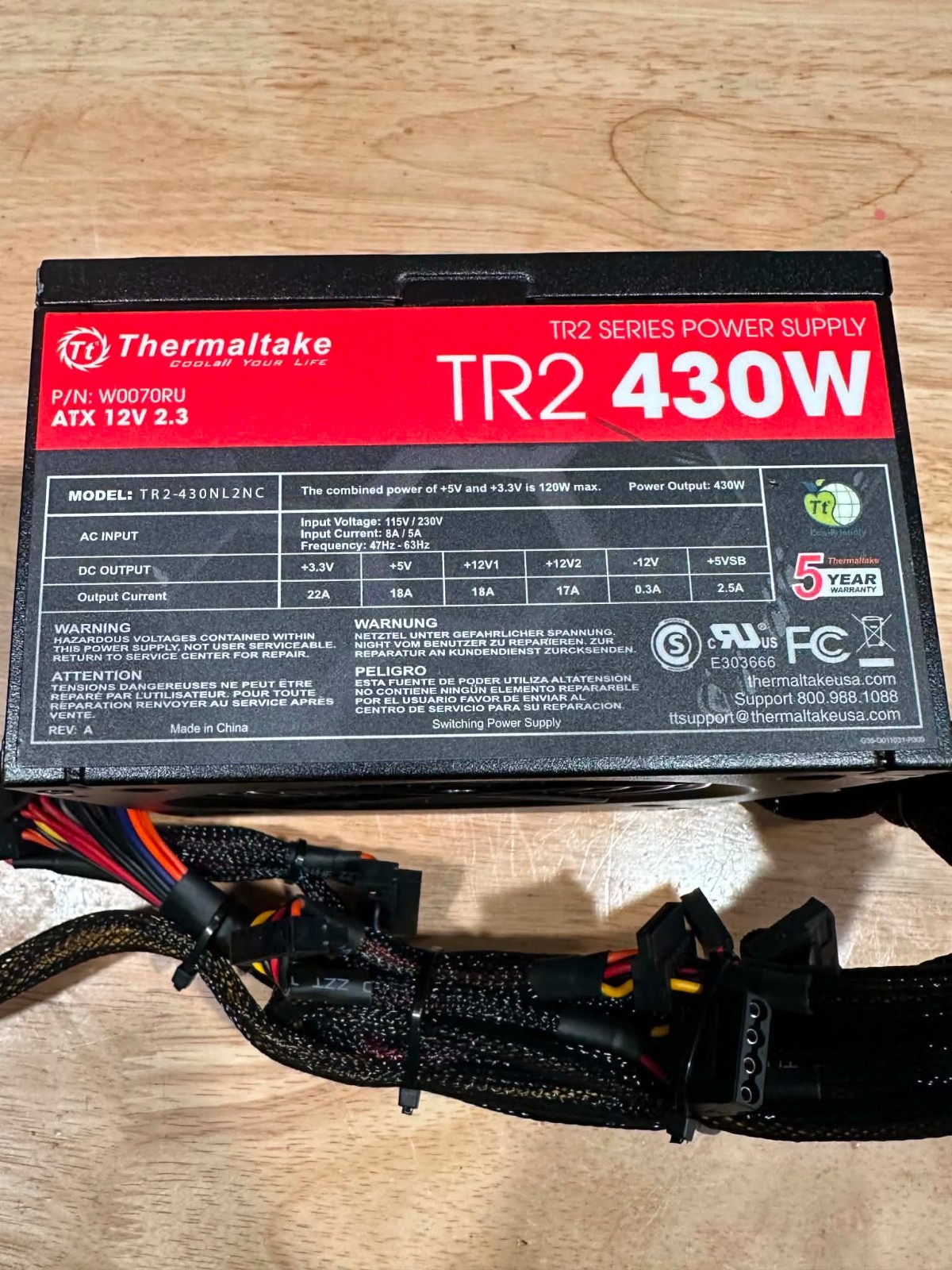 Thermaltake TR2 430W ATX Power Supply PSU W0070RU Fully Tested Working