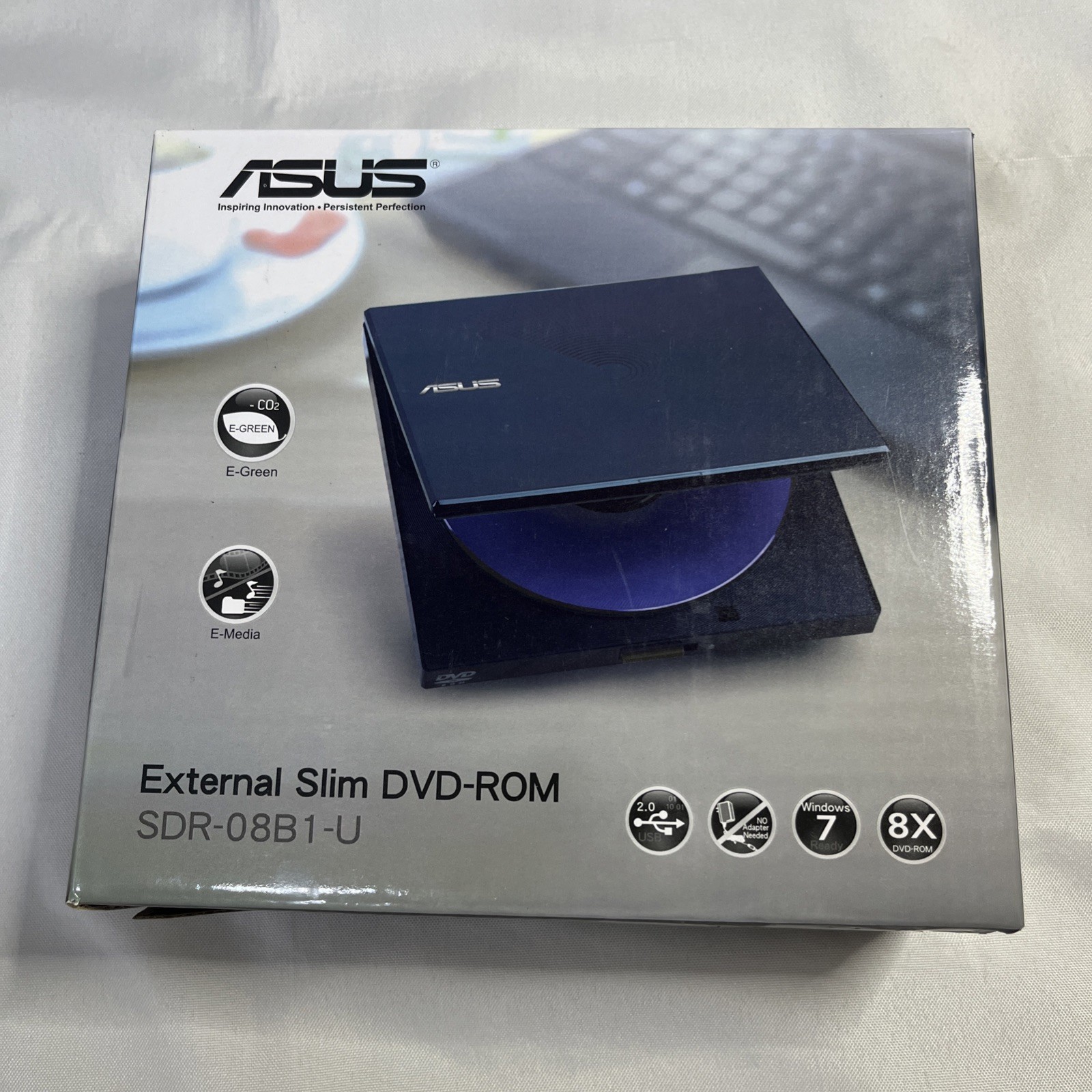 ASUS SDR-08B1-U External Slim DVD Drive USB 2.0 DVD-ROM 8x Portable Disc Reader