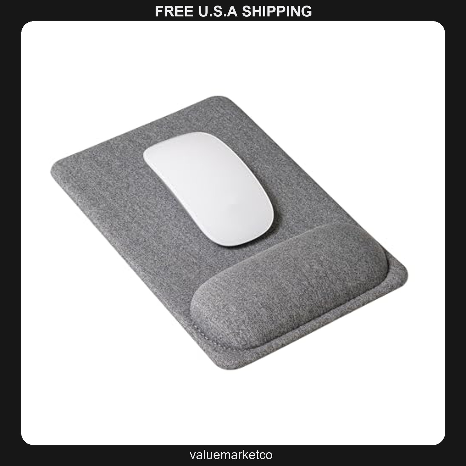 SenseAGE Ergonomic Mouse Pad with Wrist Rest, 8.9 x 6.1 in, Grey, Non-Slip Base