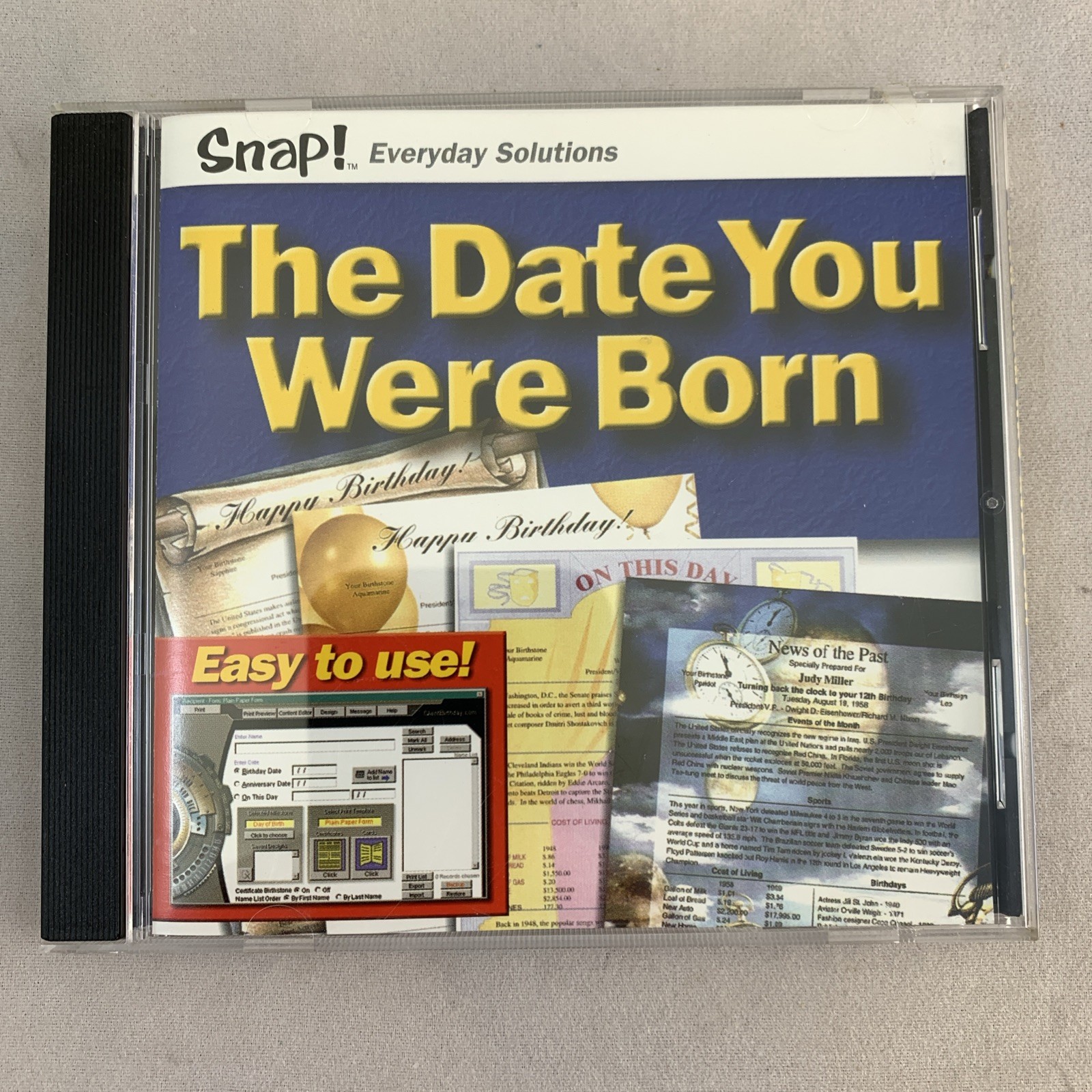 The Date You Were Born (PC 2001 CD-Rom) SNAP Widows 95, 98, NT, 2000, XP TOPICS