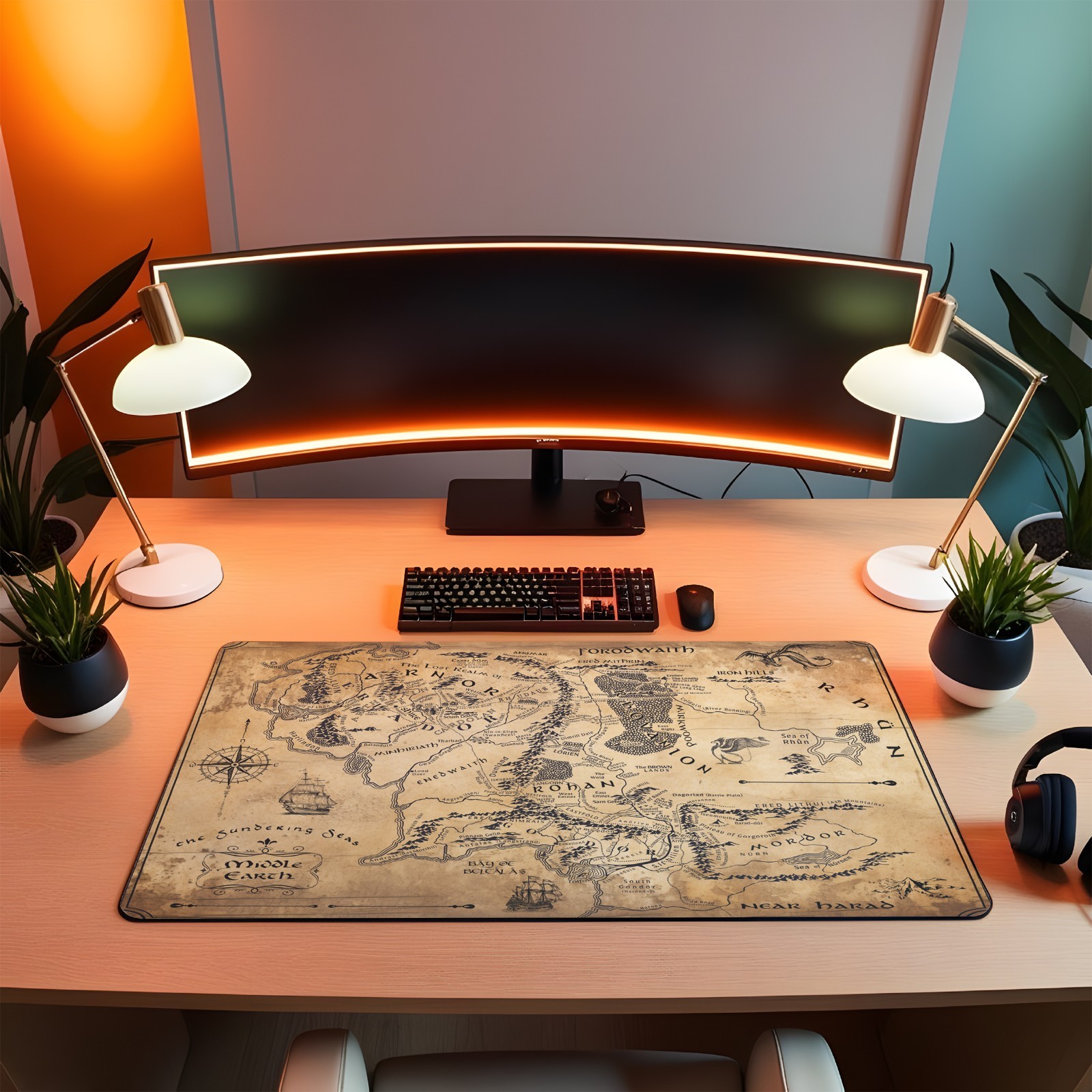 Middle Earth Map Mouse Pad | LOTR Gaming Desk Mat