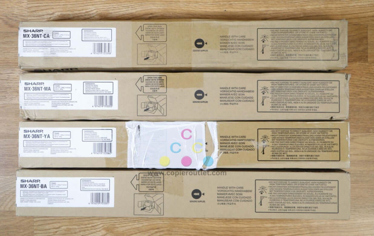 4 Cosmetic Genuine Sharp MX-2610N,MX-3110N,MX-3640N, MX-36NT CMYK Toners