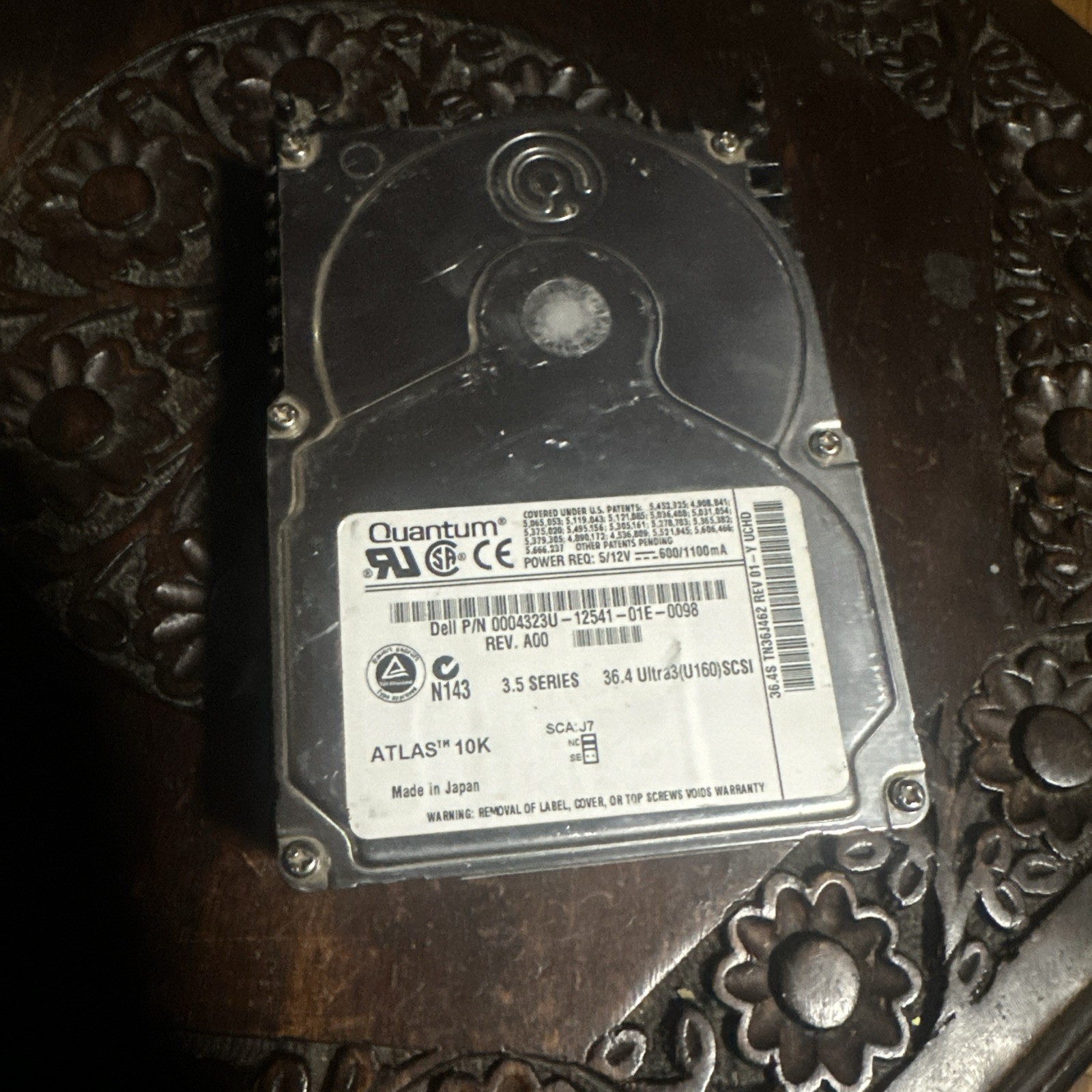 Quantum Atlas 36.4GB 10k 80Pin SCA SCSI Hard Disk Drive TN36J462 Dell 0004323U