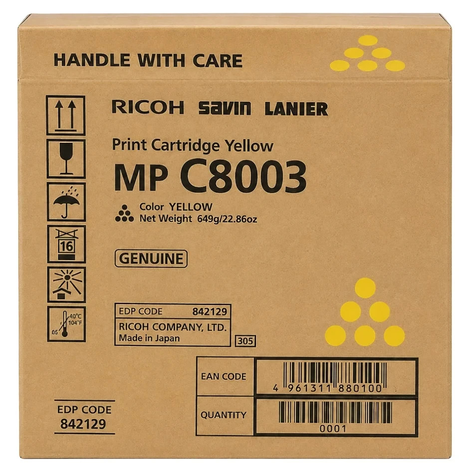 Ricoh Genuine Yellow Toner Cartridge MP C8003 - 842197
