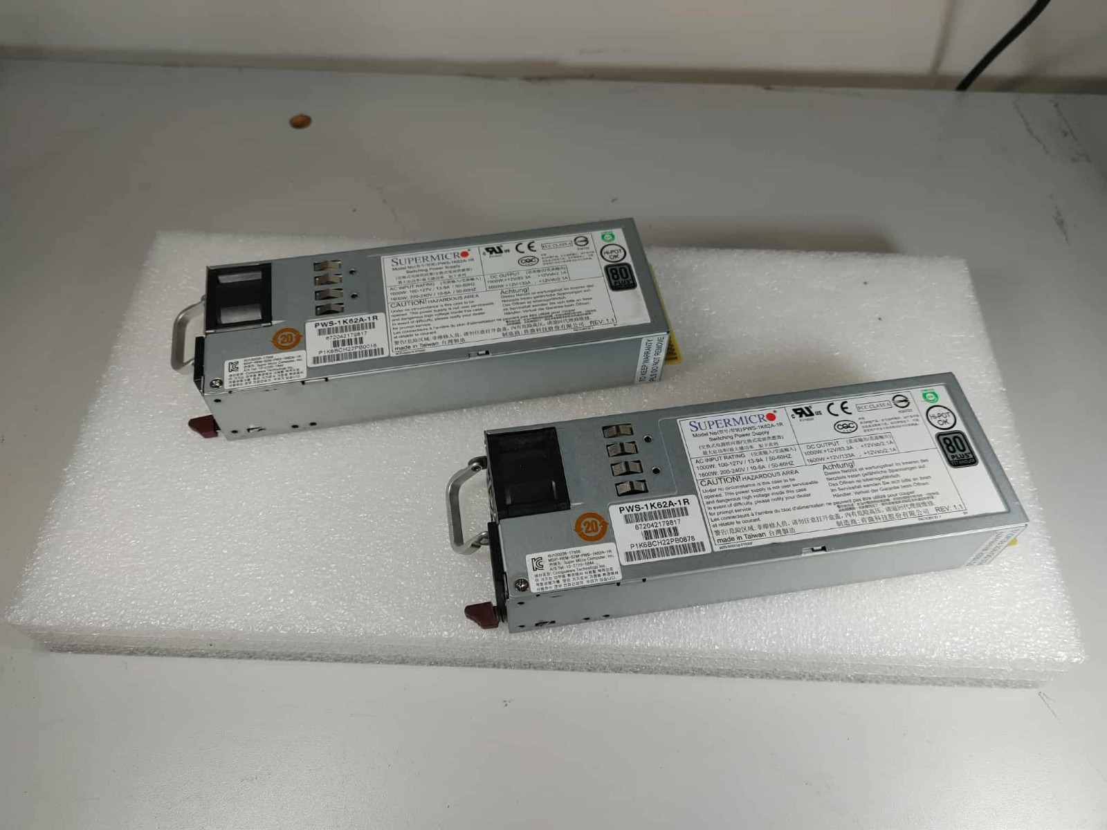 Lot Of 2 SuperMicro PWS-1K62A-1R 1000W/1600W Switching Power Supply
